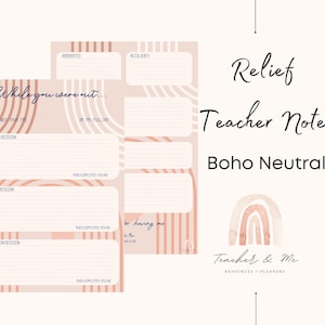 Notas de feedback de alívio neutro do Boho, formulário de professor substituto, formulário de professor substituto, enquanto você estava ausente