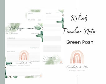 BOTANICAL MINIMALIST, Relief Teacher Notes, While you were away, Green Posh