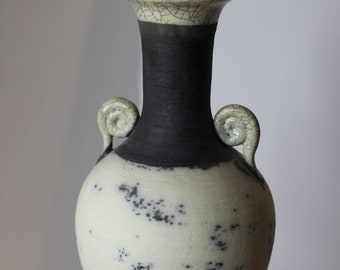 Jane Bridger Raku Studio Pottery Vase – Signed Classical Form, 30cm
