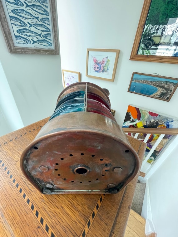 Antique Dutch Copper Ship Lantern – 'tweekleur' Port and Starboard