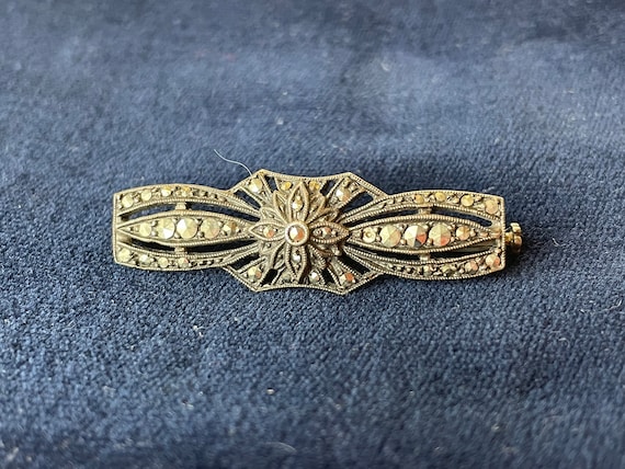 Antique French depose Bar brooch 1920's with unus… - image 1