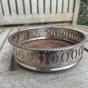 Antique Silver Plate Wine Bottle Coaster, Vintage Barware, Elegant Table Decor, Wedding Gift Idea