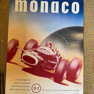 Vintage großes Original Brooks Monaco Rennsport-Werbeplakat von 1991