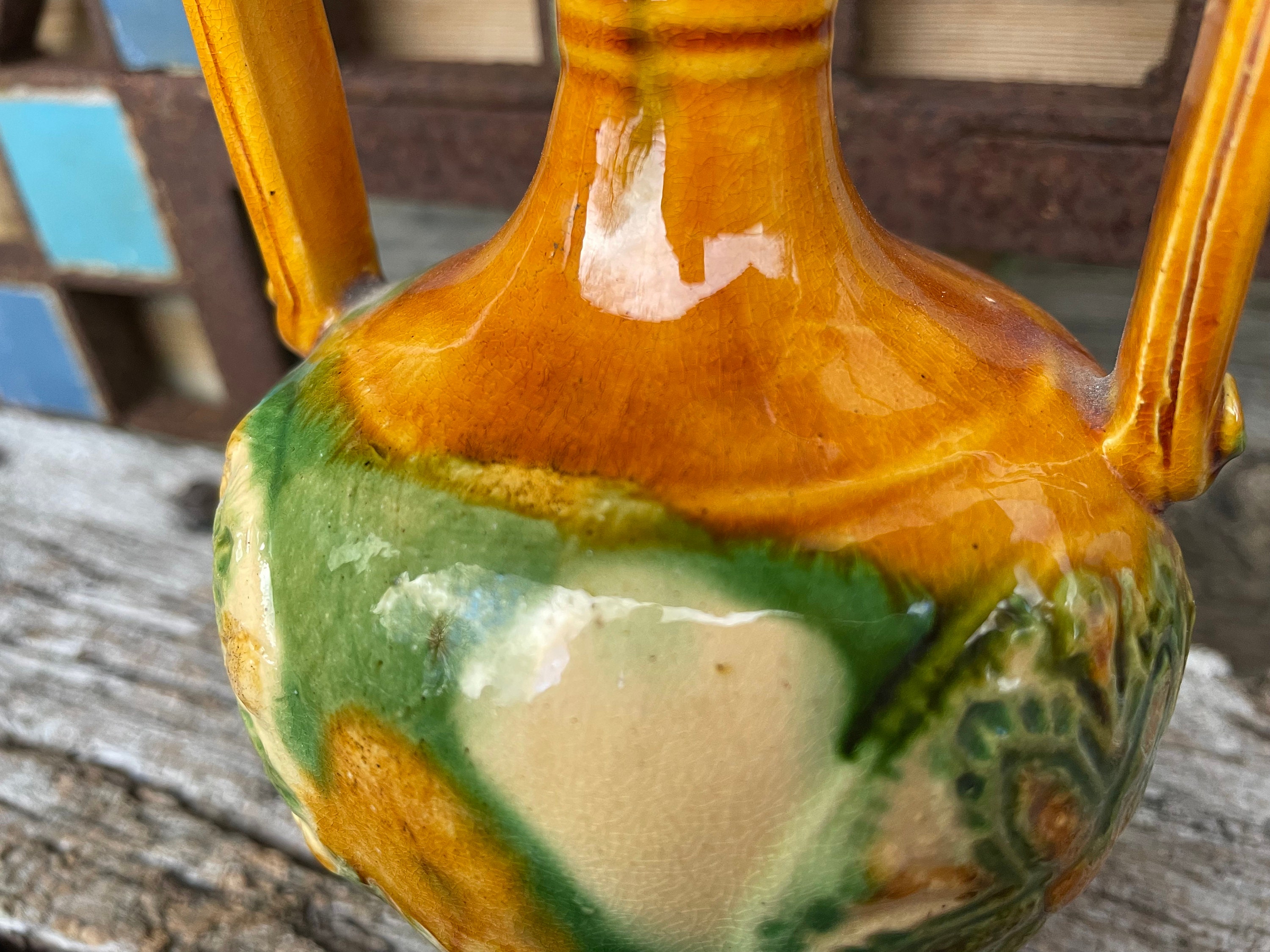 ヴィンテージ中国三彩釉陶器唐代デザイン花瓶 高さ18cm - Etsy 日本
