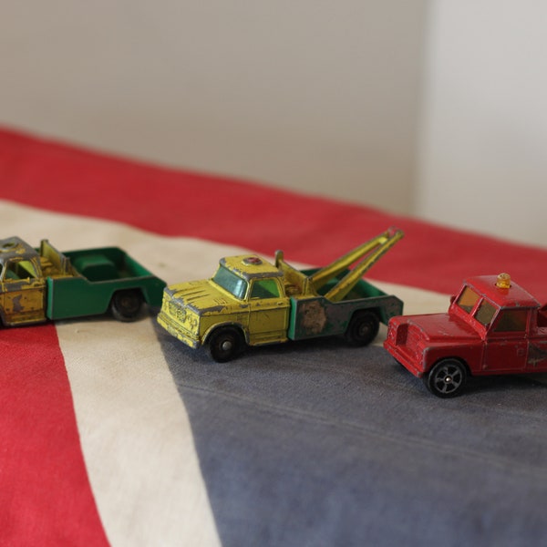 Three Diecast Metal Recovery Trucks By Lesney and Corgi From The 1960's