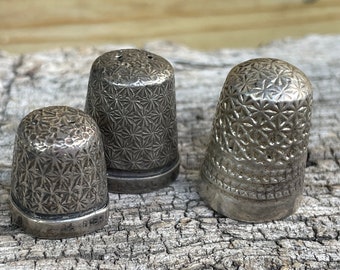 Three silver thimbles Charles Horner, Chester silver ,Edwardian , hallmarked