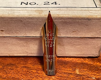 Vintage Perry & Co. No. 24 Nib – 18ct Rolled Gold Dip Pen Nib, London Writing Tool