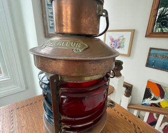 Antique Dutch Copper Ship Lantern – 'tweekleur' Port and Starboard