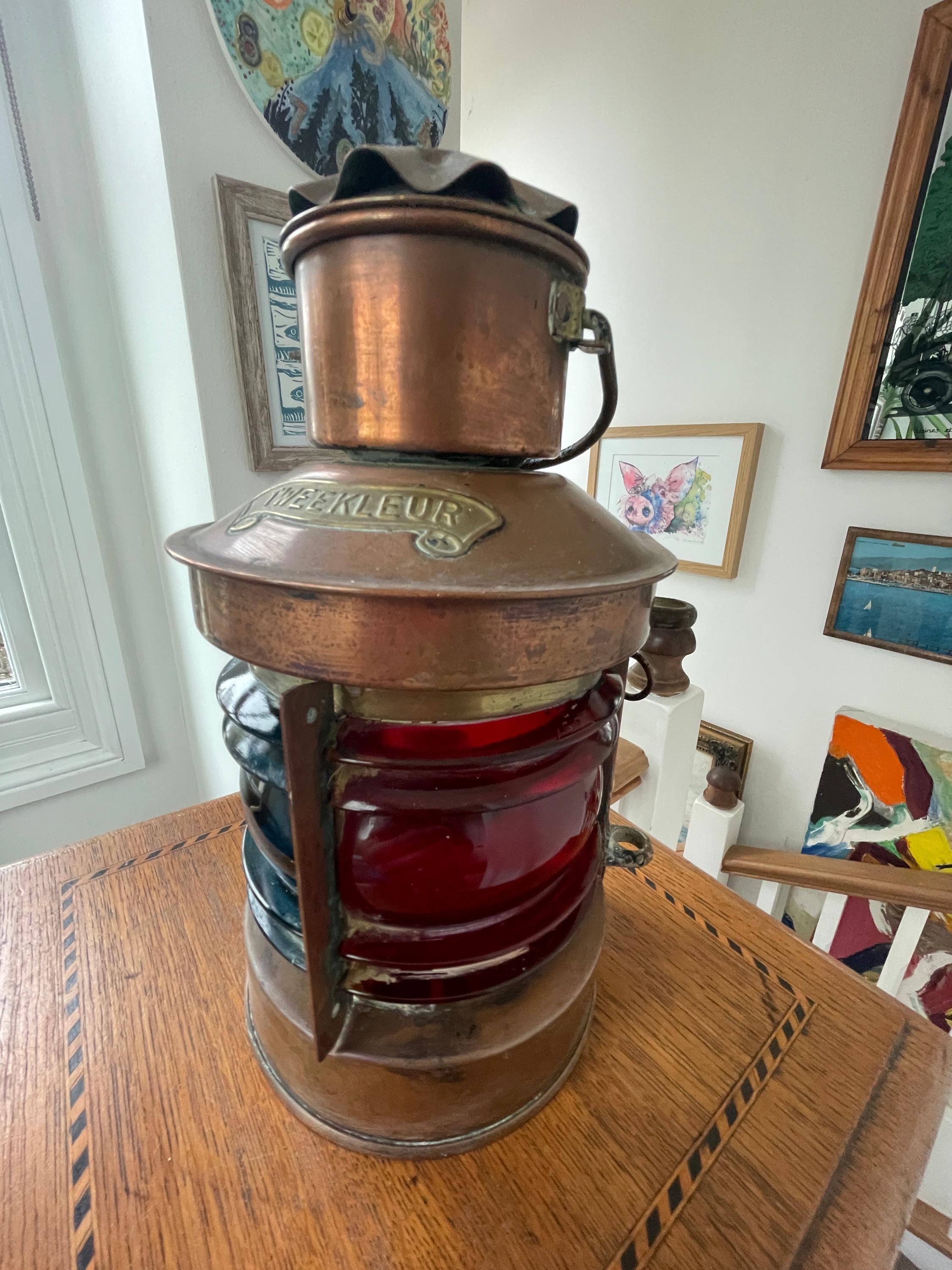 Antique Dutch Copper Ship Lantern – 'tweekleur' Port and Starboard
