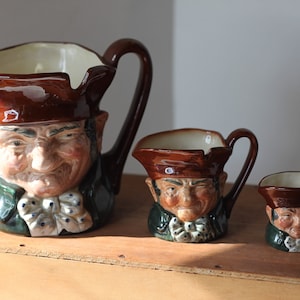 Royal Doulton Old Charley Toby Jug Set – Graduated Trio – Vintage Character Jugs – Charles J. Noke Design – Night Watchman