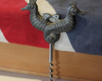 Vintage Cork Screw - An Unusual Vintage Lead Double Seahorse Cork Screw - 13cm Long -  c1930&#39;s
