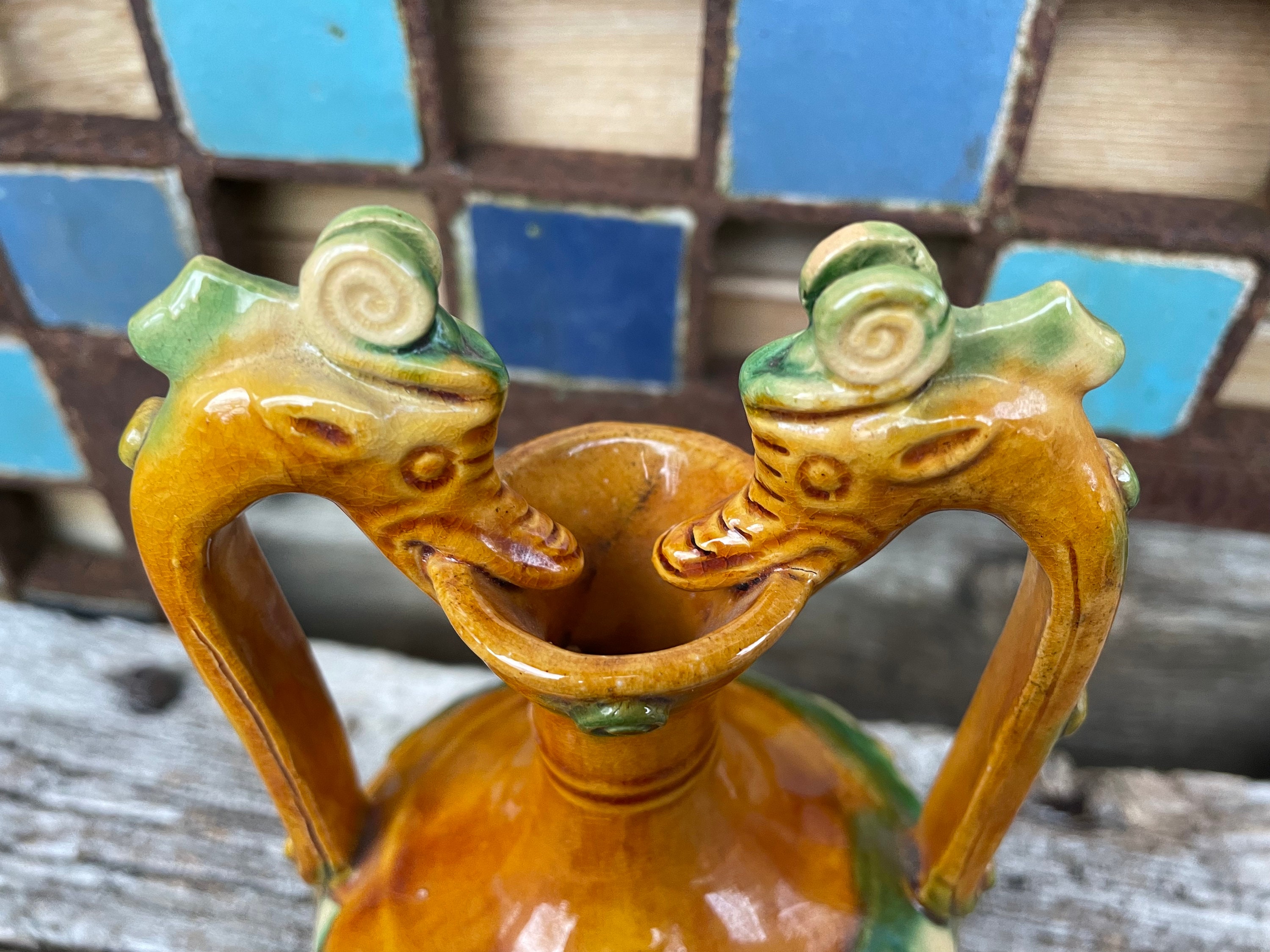 ヴィンテージ中国三彩釉陶器唐代デザイン花瓶 高さ18cm - Etsy 日本