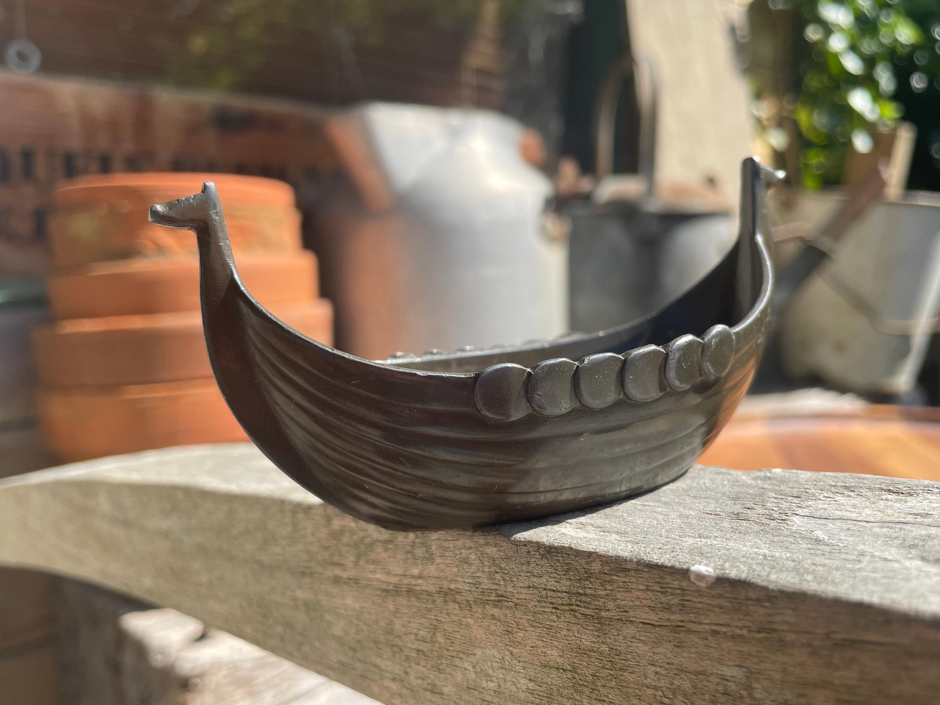 Vintage Just Andersen Viking Ship – Danish Cast Metal Longboat