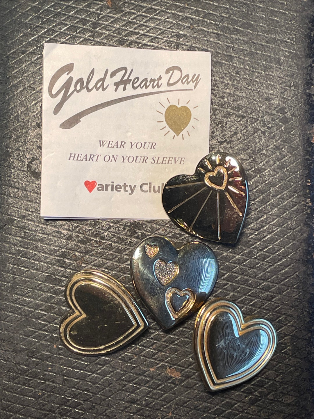 Four Variety Club Gold Heart Day Badges Etsy