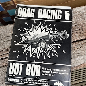 Especial del Batimóvil de los años 60, revista Hot Rod, artículo sobre carreras de aceleración + carta de suscripción original