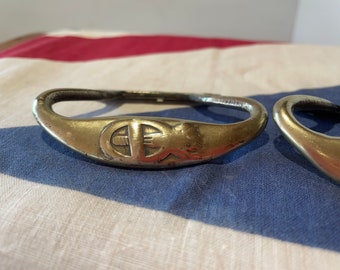 Two Identical  Antique Brass Art Nouveau Style Handles 8cm Wide
