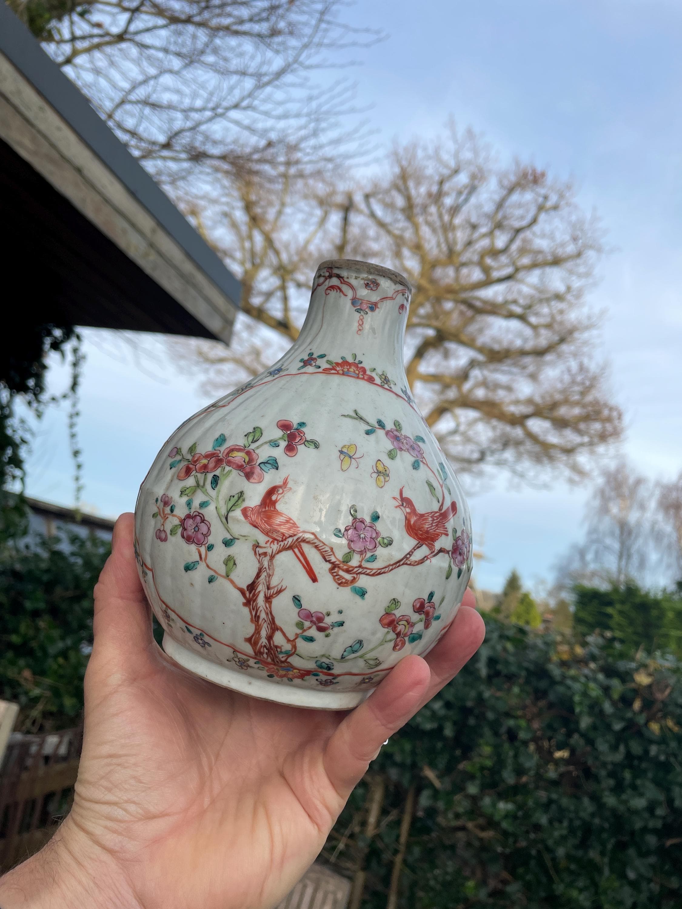 中国粉彩瓶 – 鳥花文様 – 清朝様式磁器 - Etsy 日本