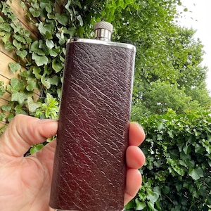 Vintage English Hip Flask – 5oz Stainless Steel & Real Leather – England – Gentleman’s Flask – Made in UK