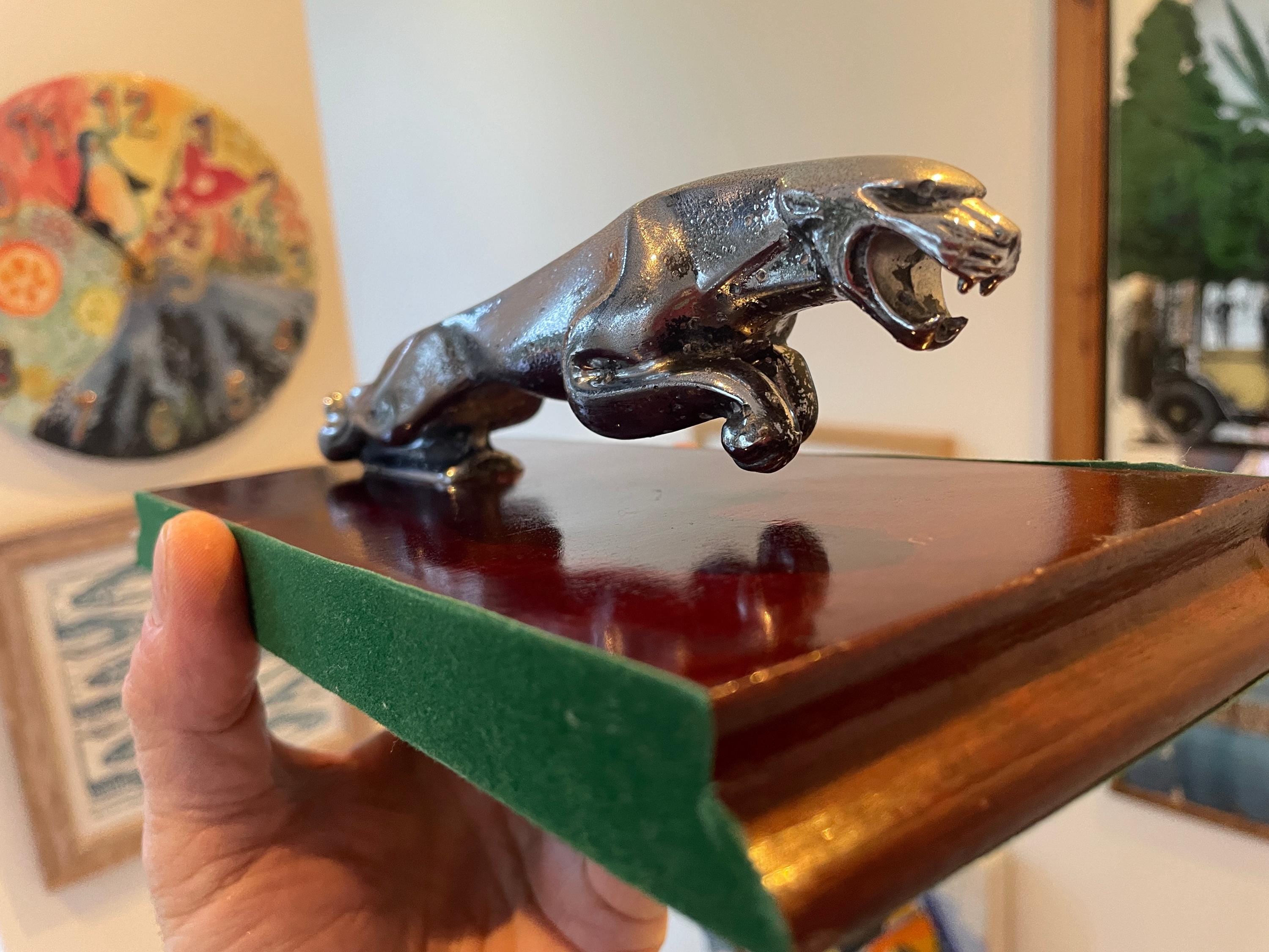 Vintage Chrome Jaguar Mascot Sculpture – Lacquered Wood Plinth - Etsy
