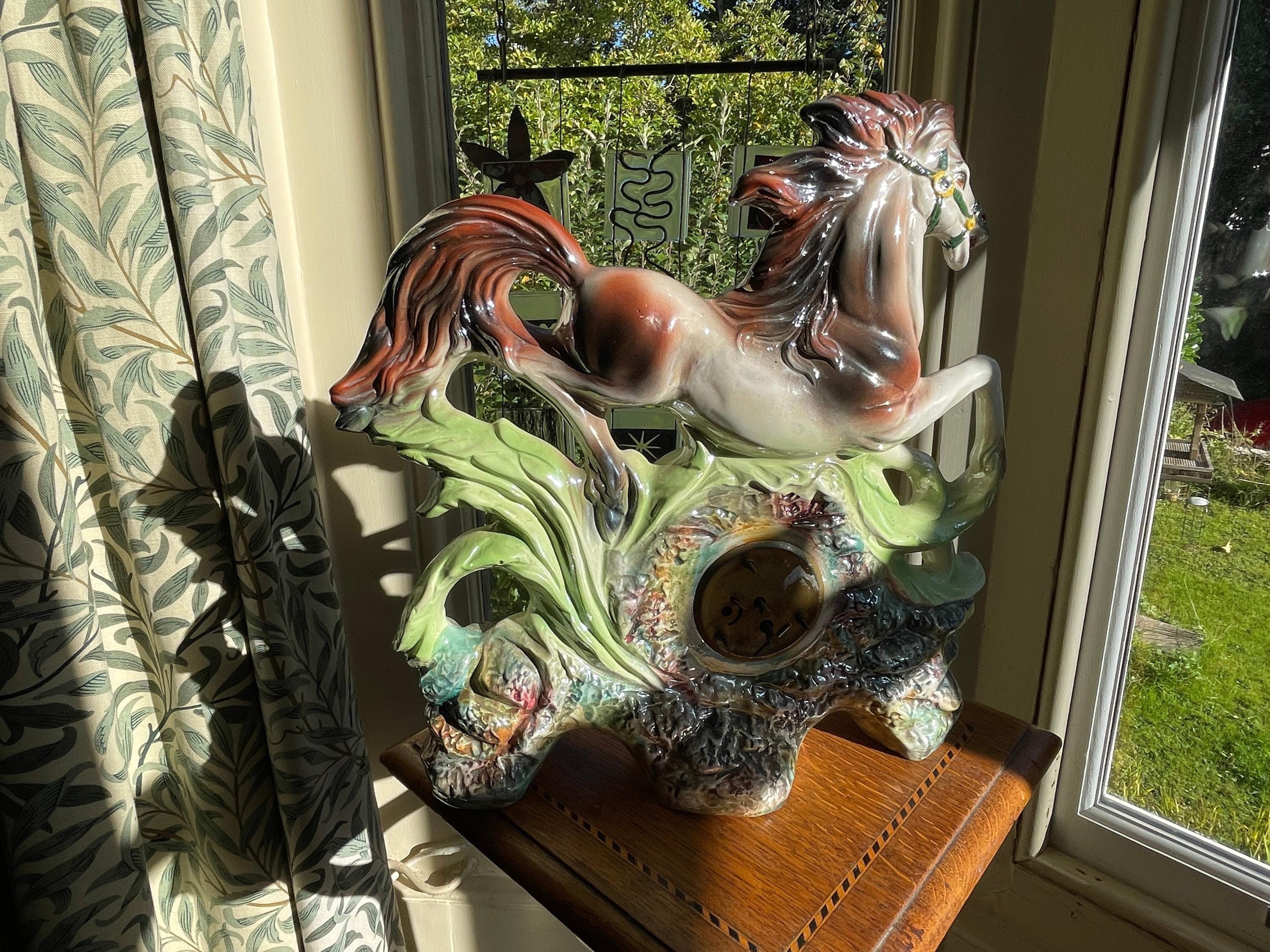 Mid-century Italian Ceramic Horse Clock – Capodimonte Style