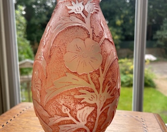 Verreries d’Art Lorrain VAL cameo glass vase – French art nouveau revival 18.5cm