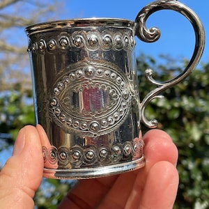 Antique Victorian Silver plated Tankard by William Hutton and sons Sheffield c1860