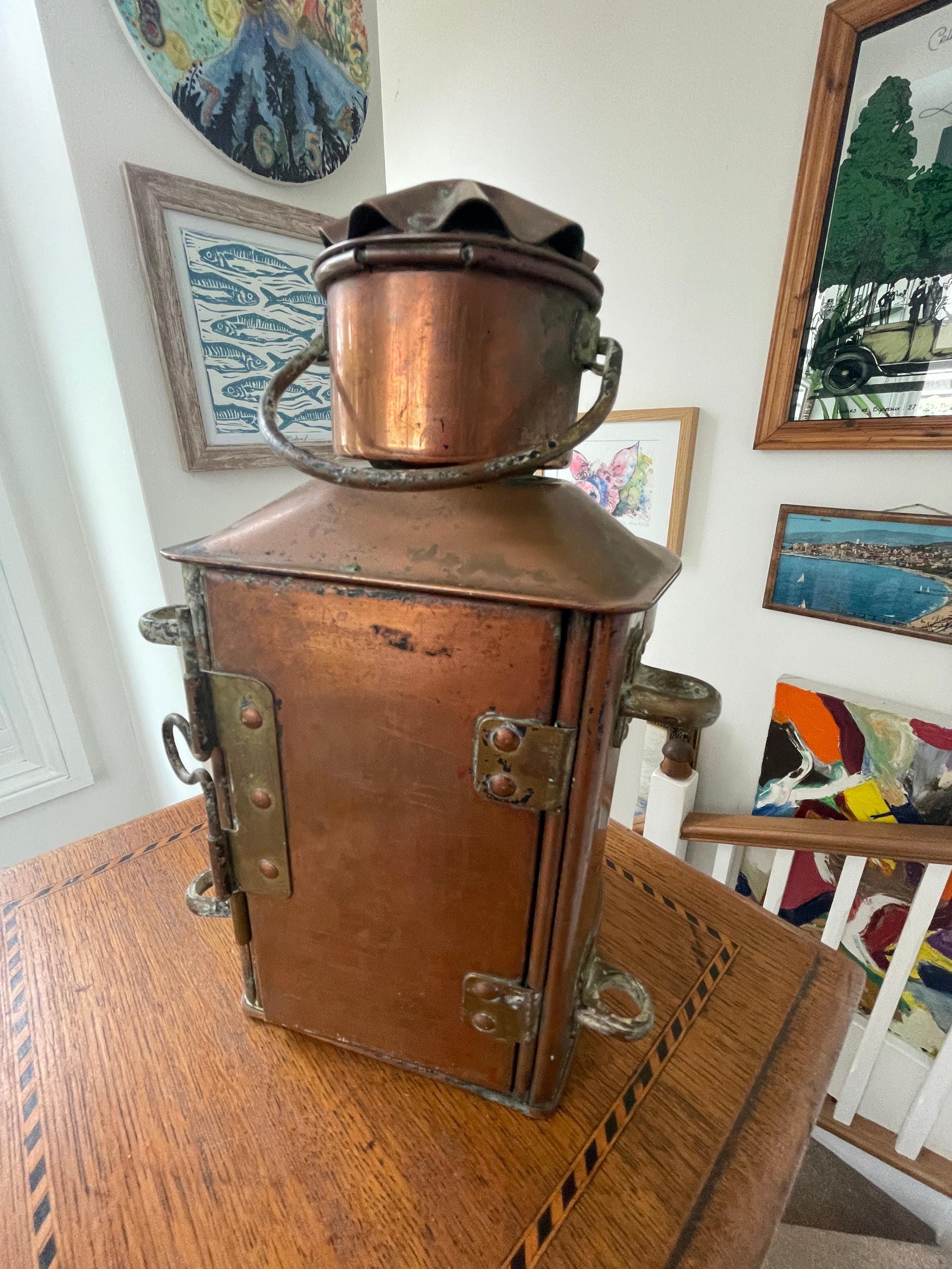 Antique Dutch Copper Ship Lantern – 'tweekleur' Port and Starboard