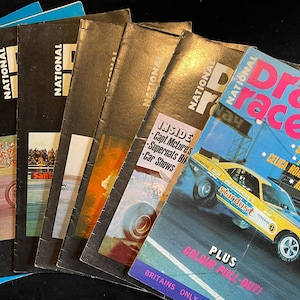 Ocho revistas originales de National Drag Racer de 1974