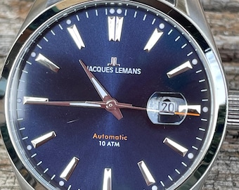 Jacques Lemans Derby Automatic Wristwatch – Model 1-1846 Blue Dial Stainless Steel (42mm)