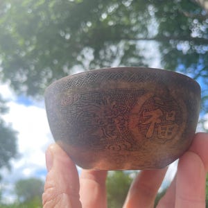 Vintage Chinese Brass Bowl Dragon 康 Health Symbol Antique Decor c1910&#39;s