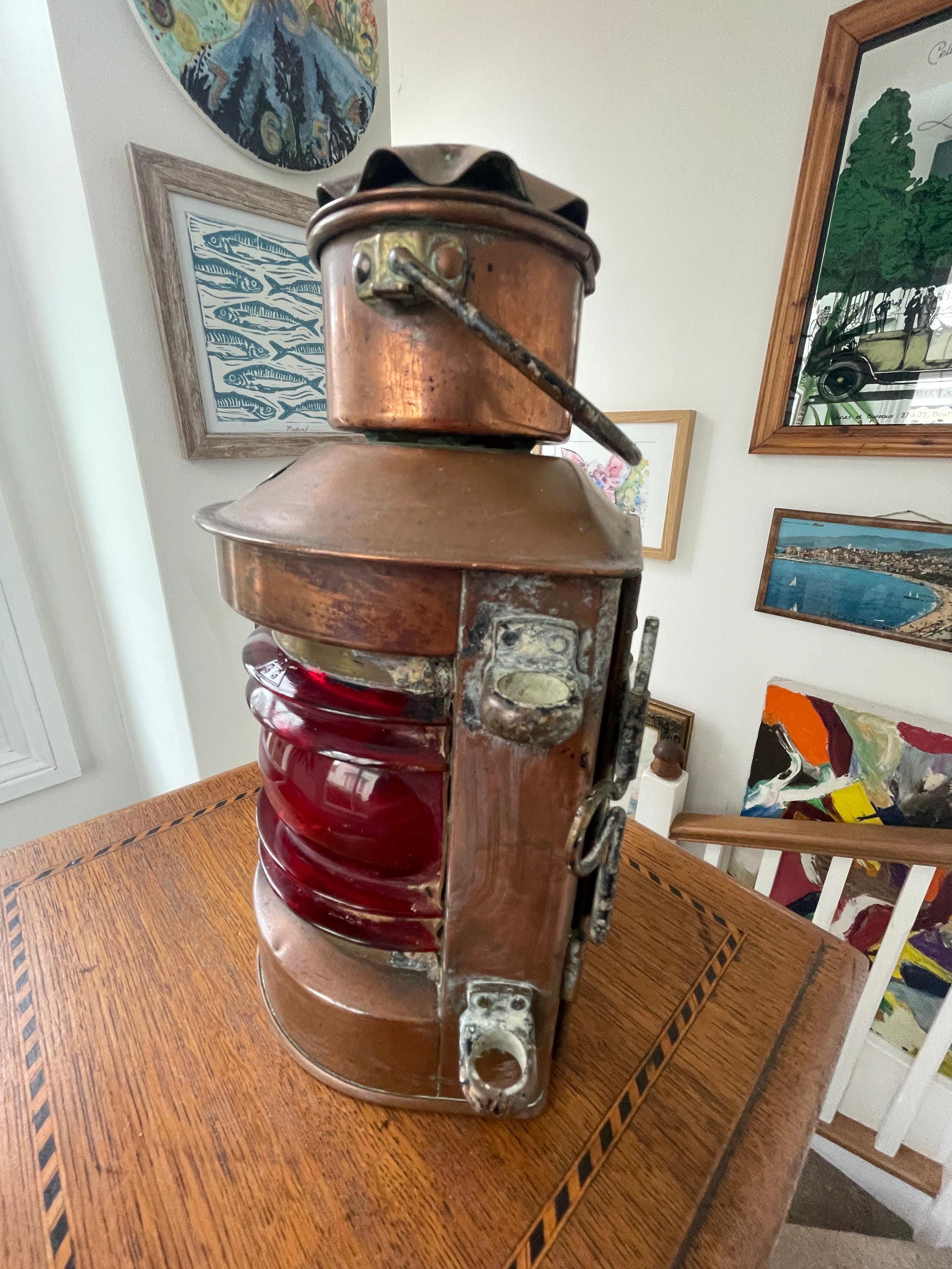 Antique Dutch Copper Ship Lantern – 'tweekleur' Port and Starboard