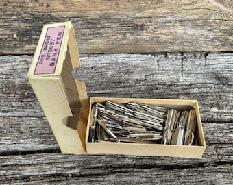 Vintage pen nibs- Opened Box of Rustless Bank Pen Nibs by Hinks, Wells & Co.  - 134 No. 2637 Nibs