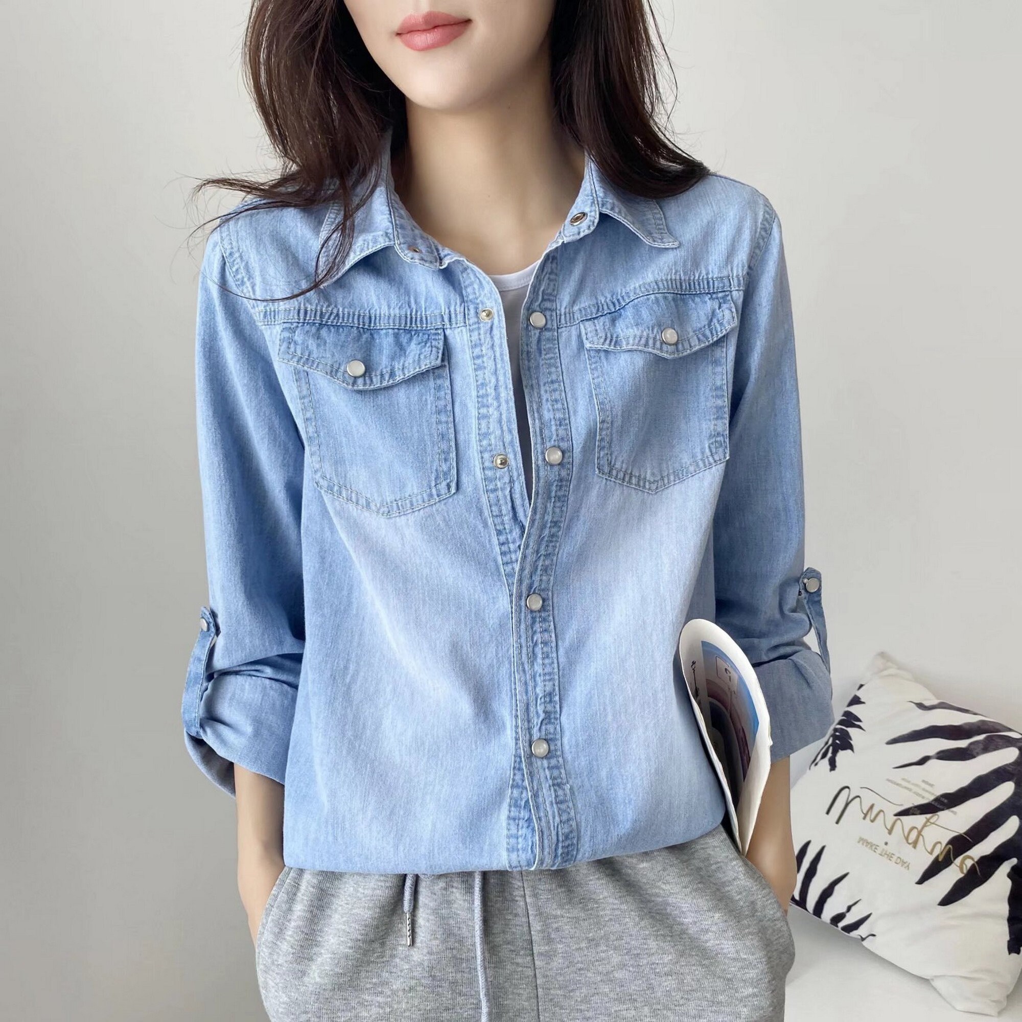 Denim Shirt Women - Etsy