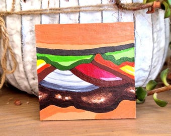 Cartoon Cheeseburger Magnet (7.4x7.4cm) | Hand-Painted Acrylic Painting | Quirky Food Art | Kitchen Decor