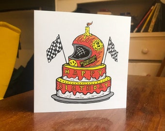Motorcycle birthday card - with unique artwork