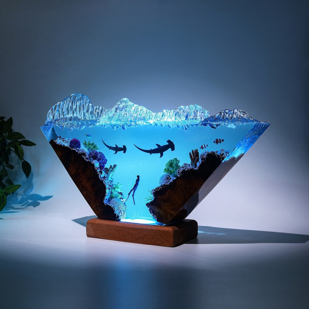 HAMMERHEAD SHARK Night Light Diver Night Light Deep Ocean Lamp Etsy