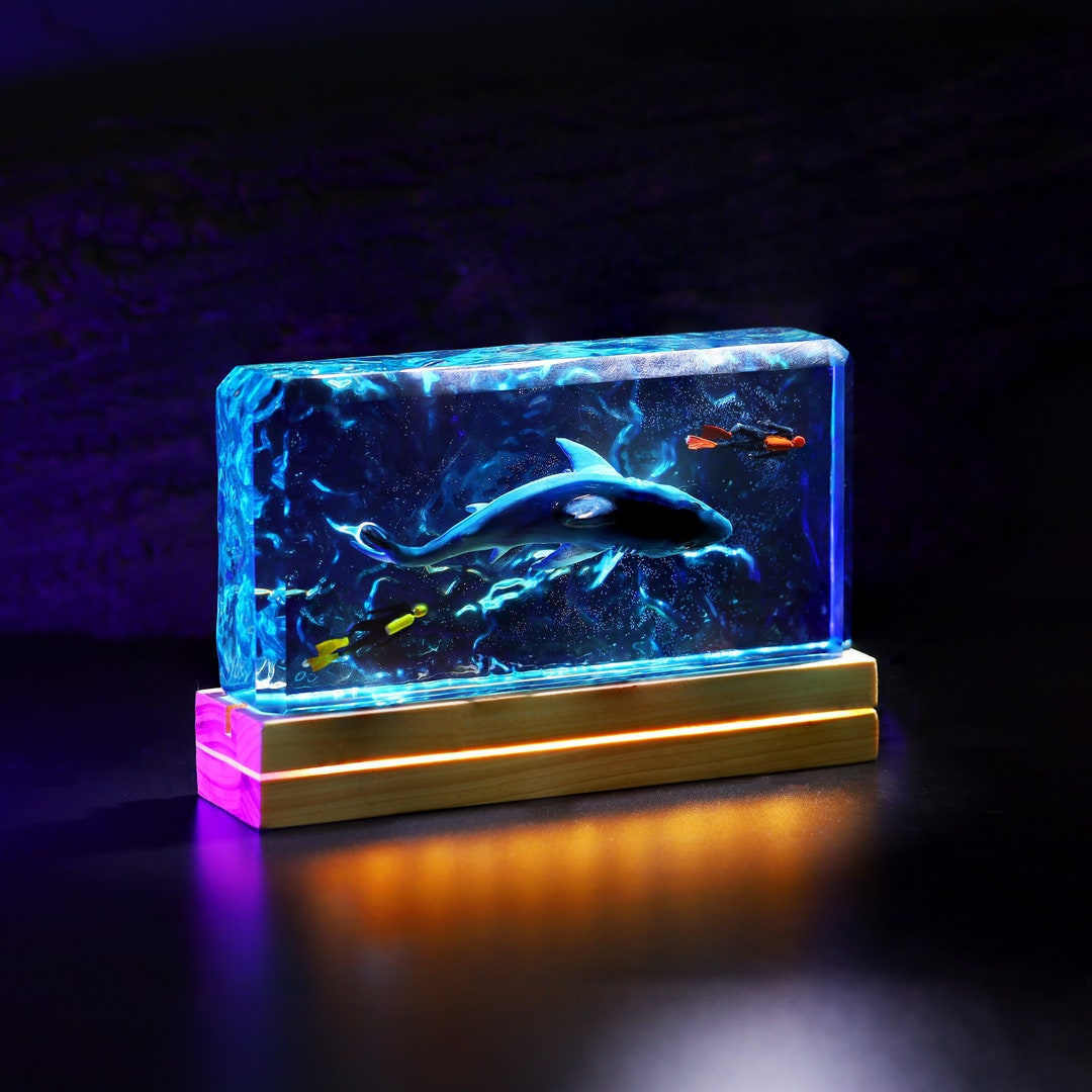 Great White Shark in Deep Ocean Night Light Shark Ocean Lamp Etsy