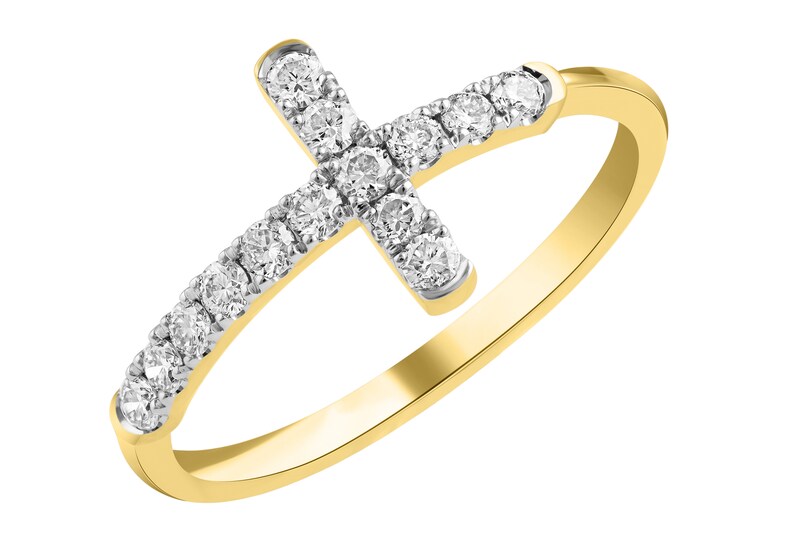 0.28ct Round White Natural Diamond Women's Cross Ring in 14KT White