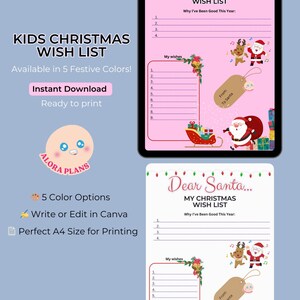 Bearbeitbare Weihnachtswunschliste für Kinder - Canva Template!