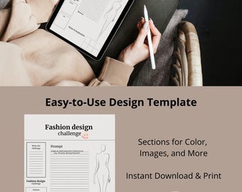 Fashion Design Challenge Workbook | 14 Unique Printable Design Challenges | Digital Download for Creativity Boost