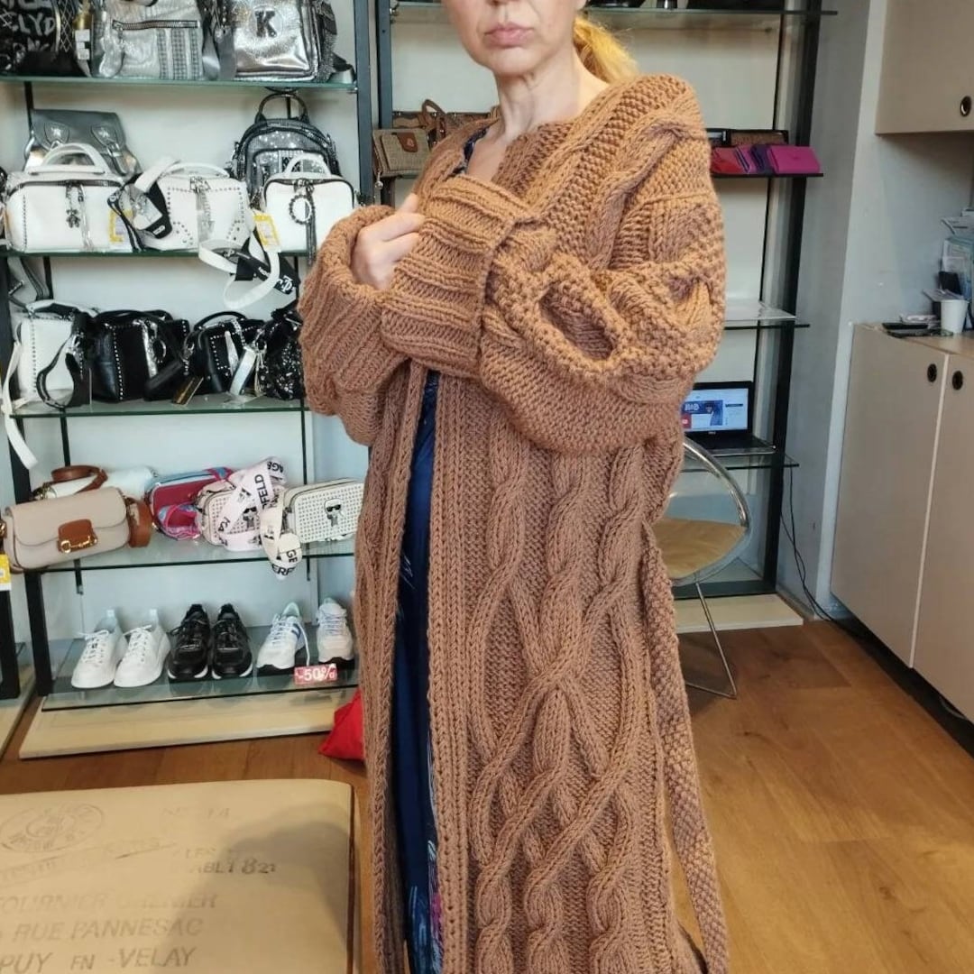 Oversized Mid Length Knitted Cardigan