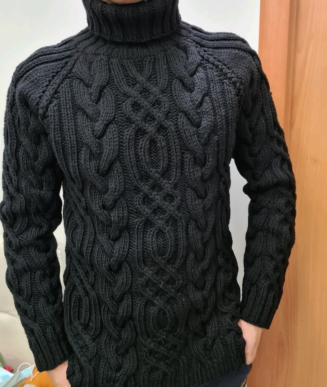 Knit Pullover for Men, Cable Knit Thick Men Sweater, Chunky Knit Aran ...