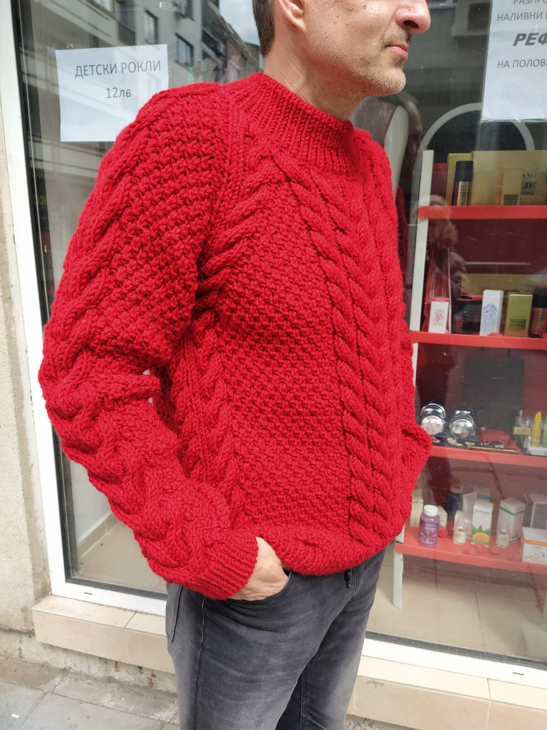 Men's Instrument Print Knitted Sweater Pullover Sweater