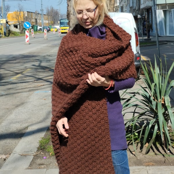 Huge shawl 9.5 ft x 24 inches, Inspired Lenny Kravitz giant scarf meme, Huge thick blanket shawl,Alpaca men super long wrap, Mage to order