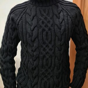 Knit Pullover for Men, Cable Knit Thick Men Sweater, Chunky Knit Aran ...