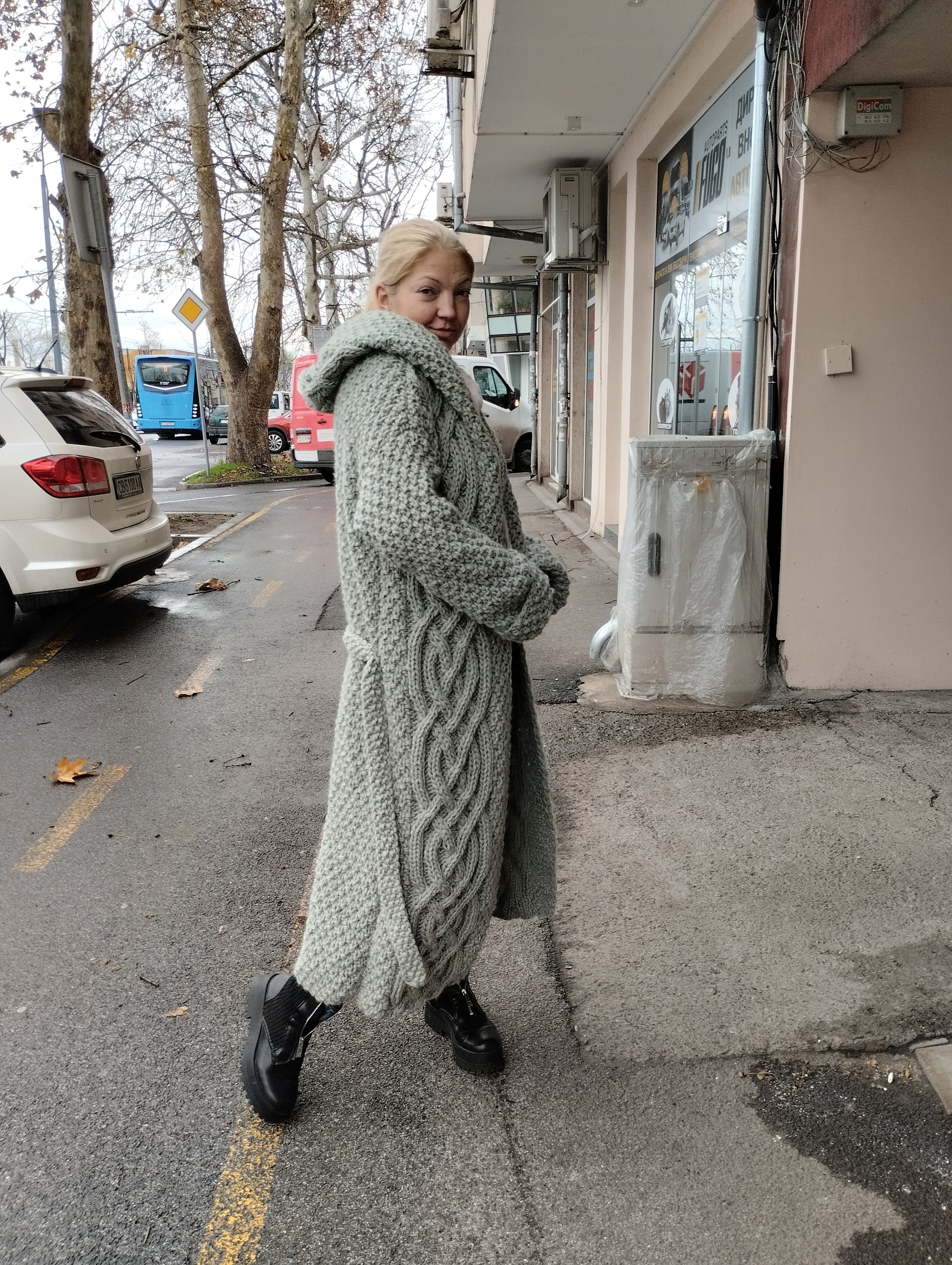 Adela thick knitted store trench cardigan jacket