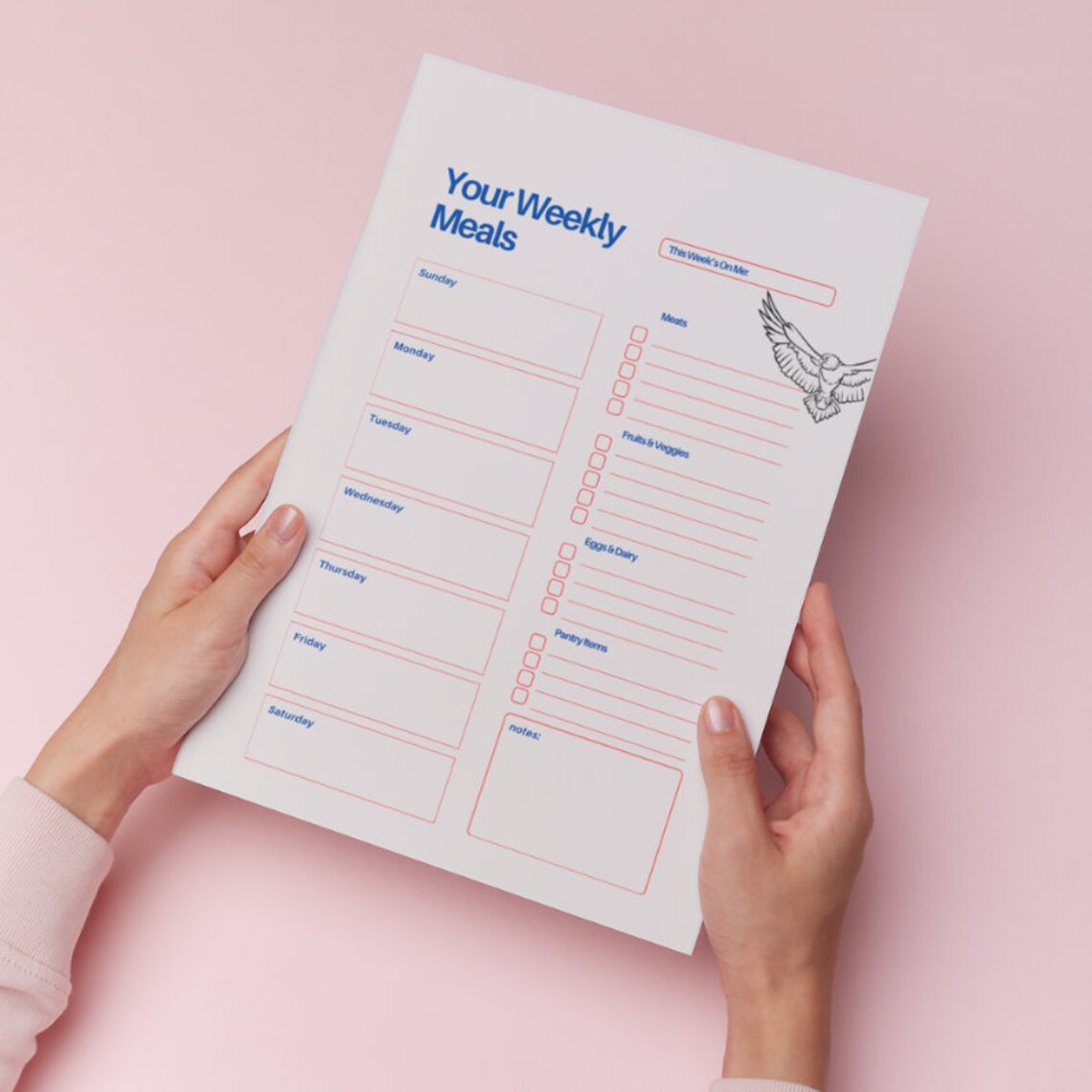 Printable Menu Download and Weekly Menu Planner Template Grocery List ...