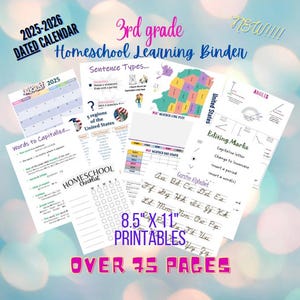 3.Klasse Hausschul-Lernmappe, Morgenmappe, Morgenmenü, Homeschool-Ressourcen, Math-Charts, Sprachkarten, Geografie-Fähigkeiten