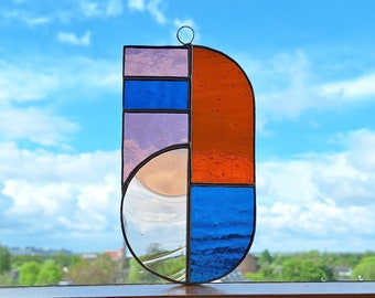 Glas Sonnenfänger Modern Suncatcher Geschenk Deko Fensterschmuck Handarbeit Buntglas Glaskunst Wanddeko Bild Boho Fensterdeko Retro Shabby