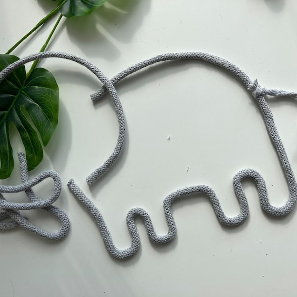 Knitted wire rope elephant kids decor nursery playroom wall hanging wire names , baby shower gift, toddler decorative animal shape